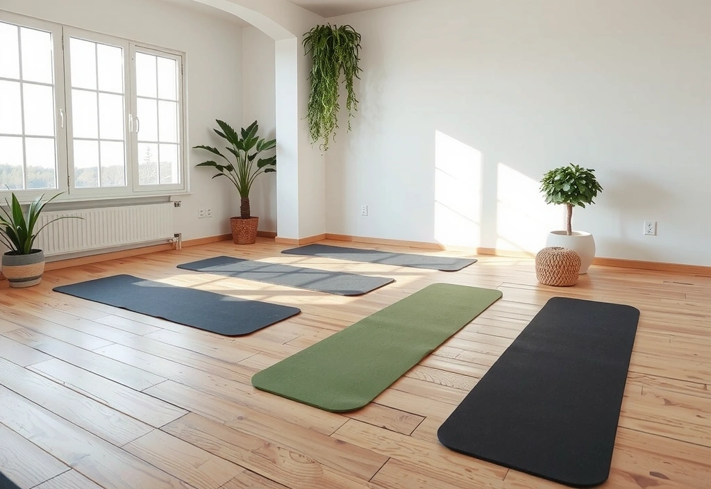 Peaceful yoga studio with natural light and plants